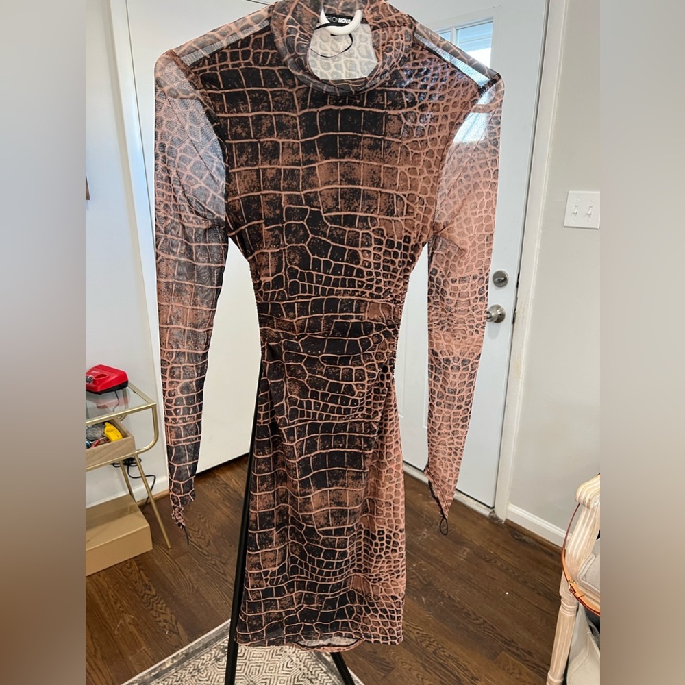 Fashion Nova Snake Print Backless Dress